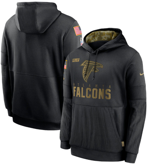 Men's Atlanta Falcons 2020 Black Salute to Service Sideline Performance Pullover NFL Hoodie